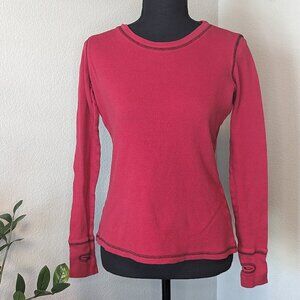 Koi by Kathy Peterson Womens Long Sleeve‎ Red 100% Cotton Thumb Holes
